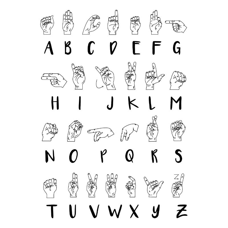 ASL Gebärdensprache Alphabet Lerner Geschenk