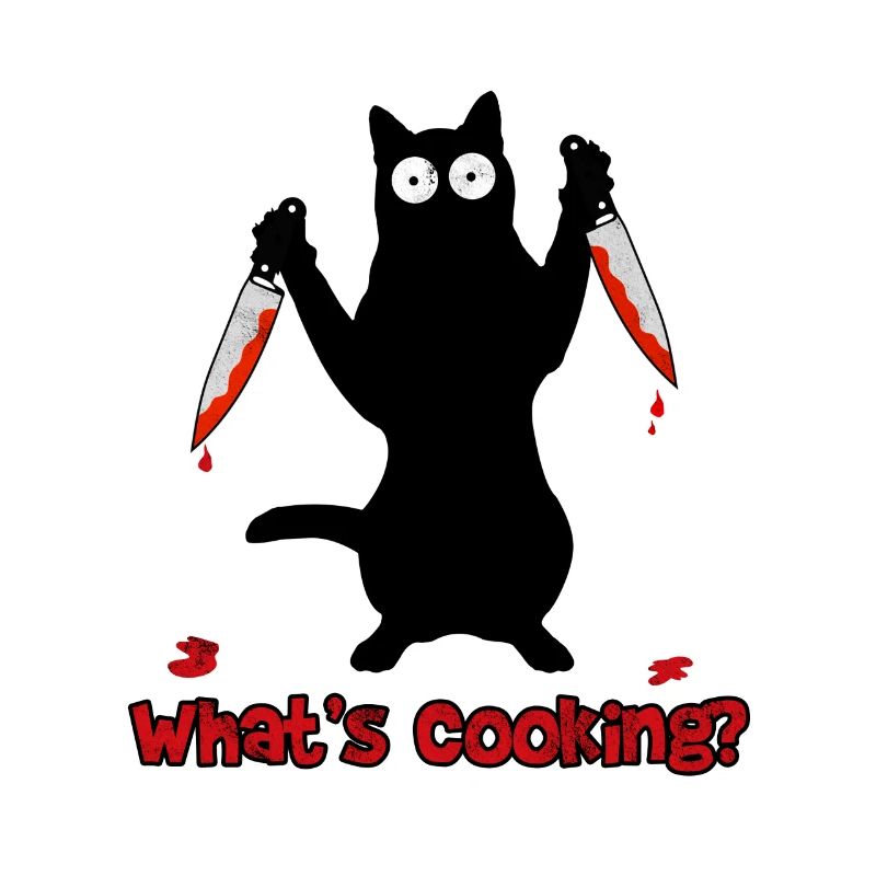Chef cat with kitchen knife