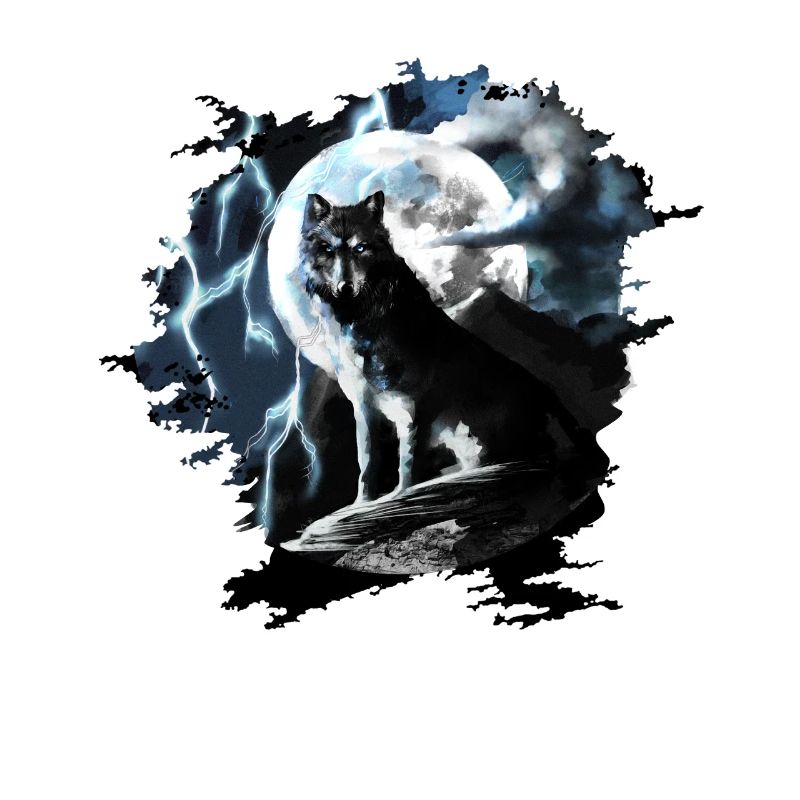Wolf sits howling in the full moon at night