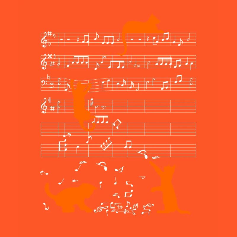 Cute cat musical note orange notes musician