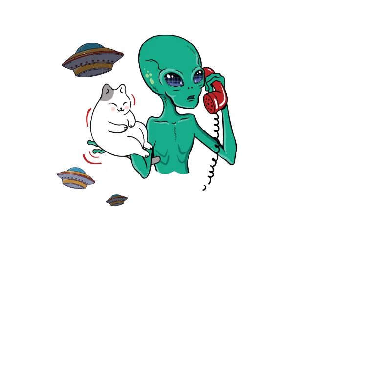 Extraterrestres chat spatial drôle et rétro