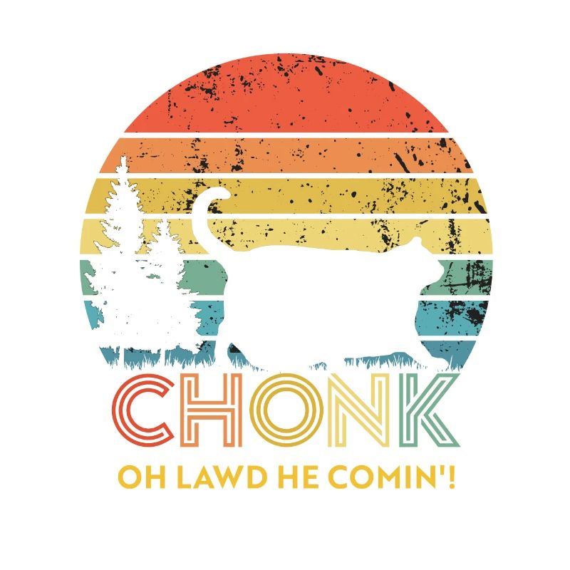 Retro Sunset Chonk Cat Chubby Cat