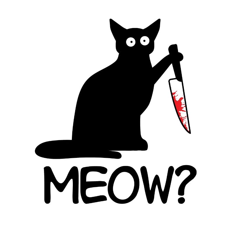 schwarze katze messer blut meow