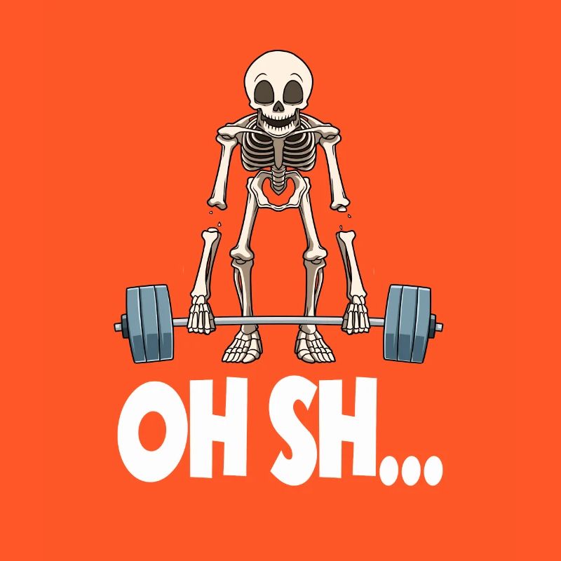 Funny skeleton weightlifting