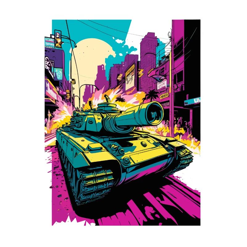 Tank Pop Art Style Comic Tank Léopard