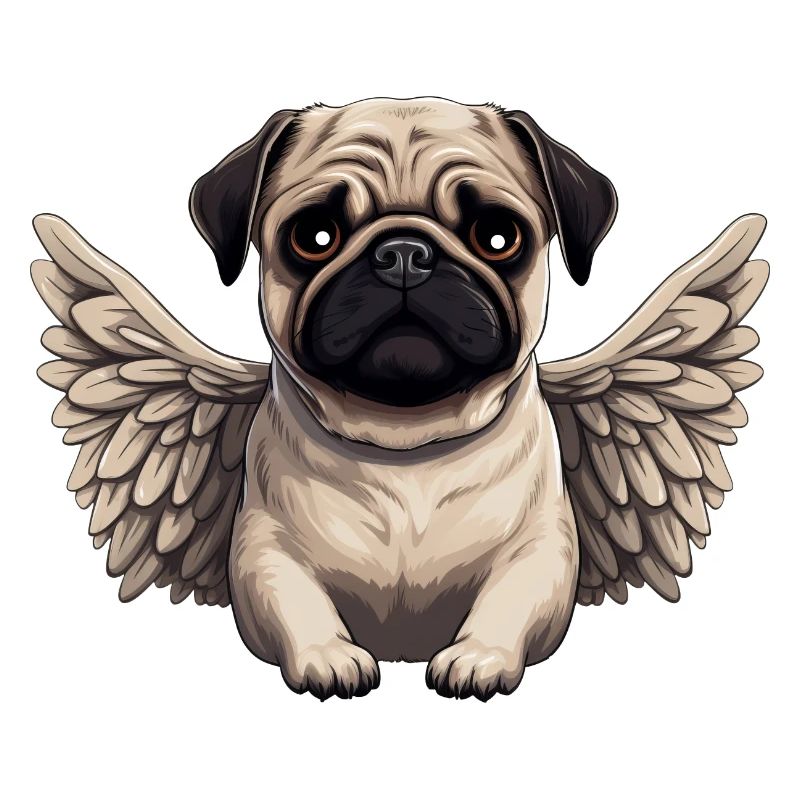 Süßer Mops-Engel im Comic-Stil