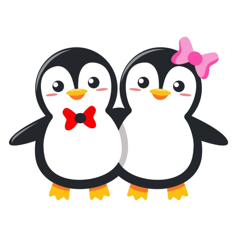 Süßes Pinguin Paar mit Schleife und Fliege