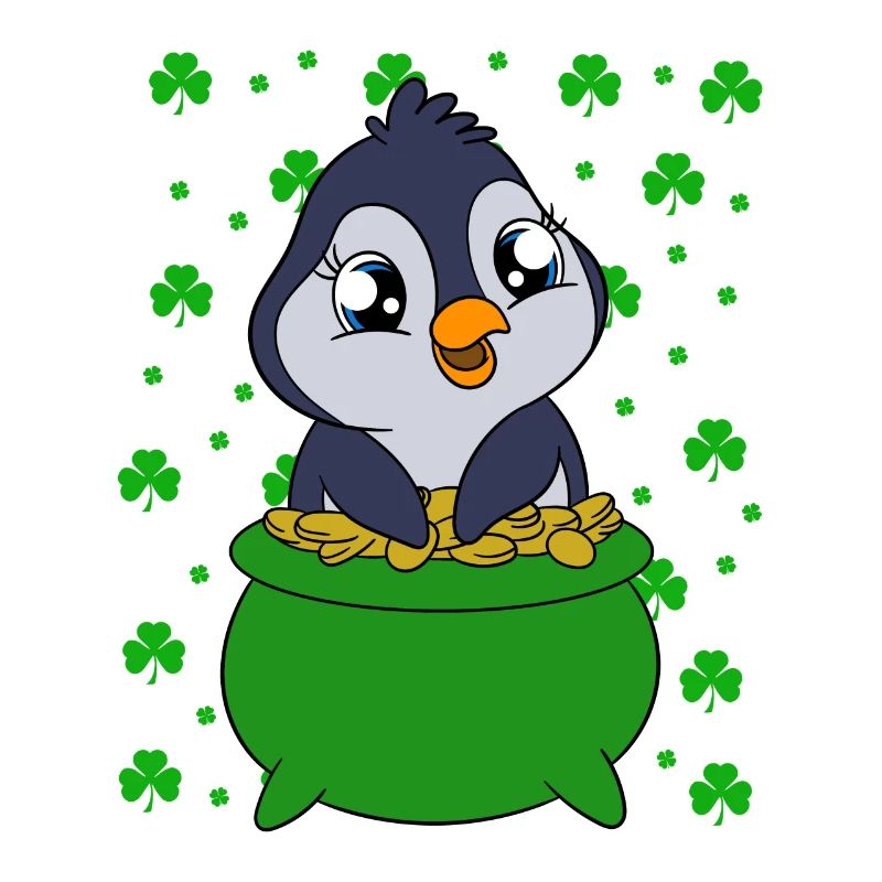 Manchot mignon Trèfle Saint-Patrick Pingouin