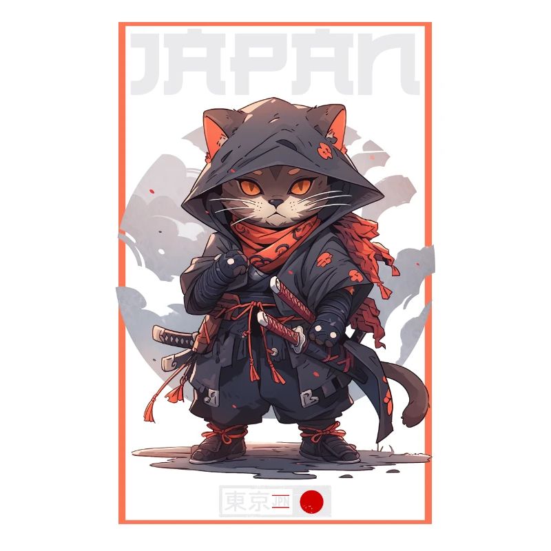 Asia Cat Japanese Samurai Samurai