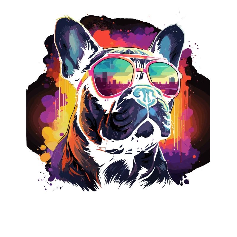 Synthwave des années 80 90 Bouledogue Français
