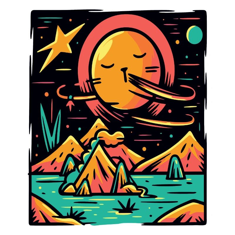 Couleurs Pop Colorées Univers Planète et Chat