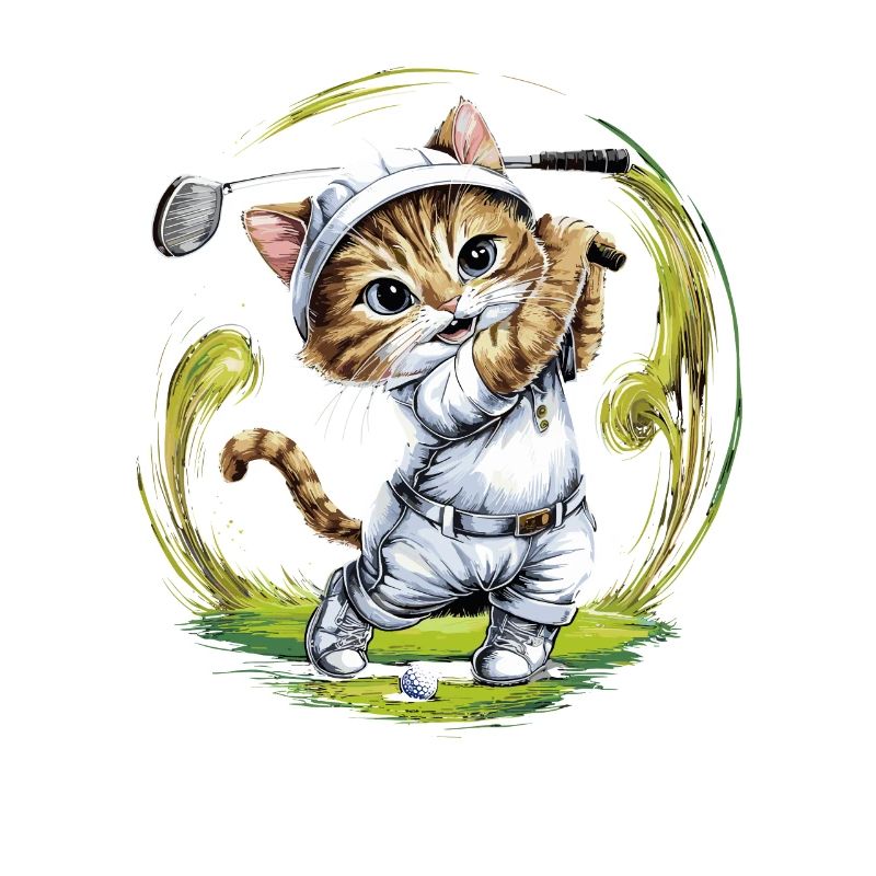 Niedliche Katze spielt Golf