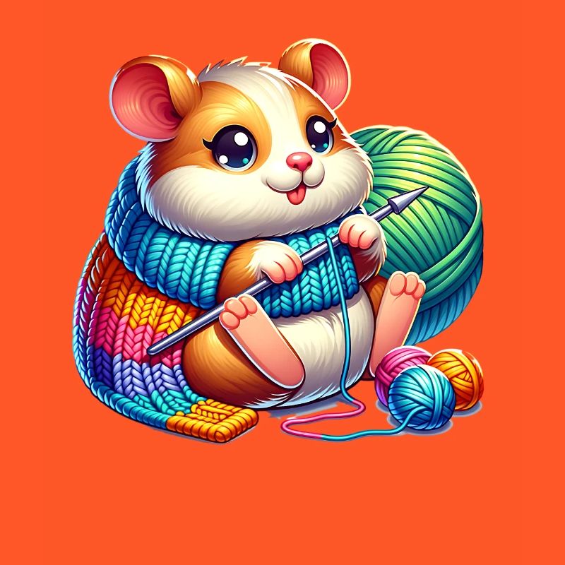Cute Knitting Hamster Artwork