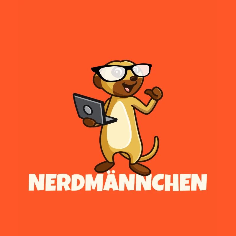 Nerd Erdmännchen mit Brille und Notebook Geschenk