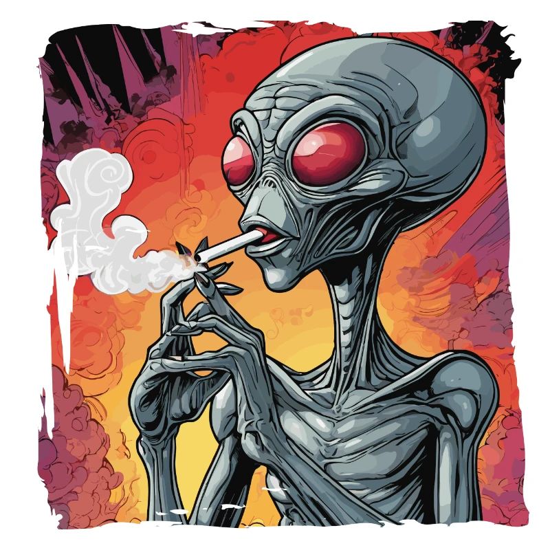 Alien raucht Joint
