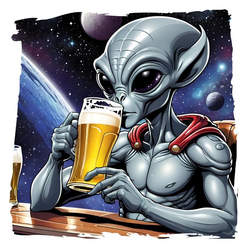 Un extraterrestre boit de la bière dans l’espace