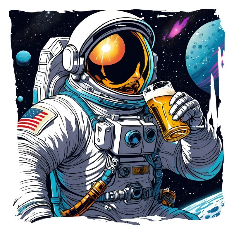 Astronaute buvant de la bière dans l’espace