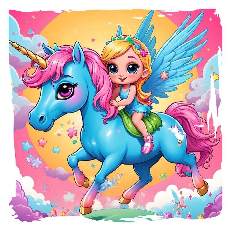 Einhorn mit Mädchen