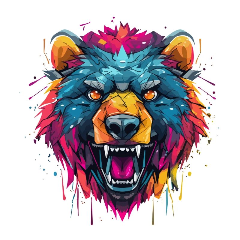 Wütender Bär, Graffity Style, Grizzly, Stark