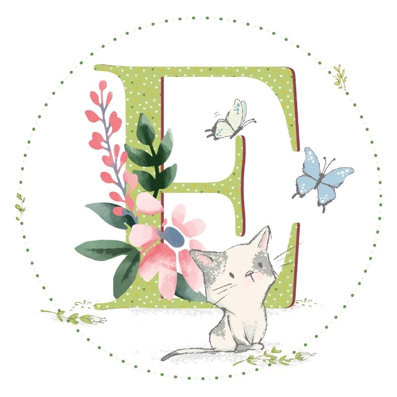 Anfangsbuchstabe E mit Katze