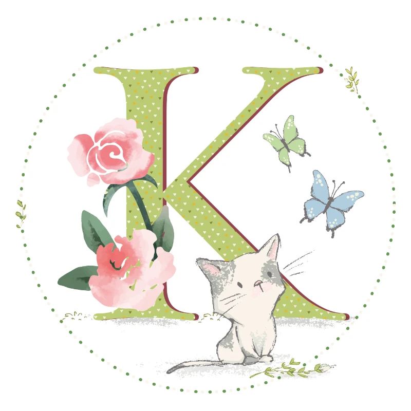 Anfangsbuchstabe K mit Katze