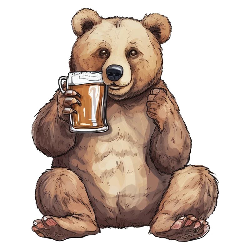 Bier statt Honig - Bär mit Bierglas