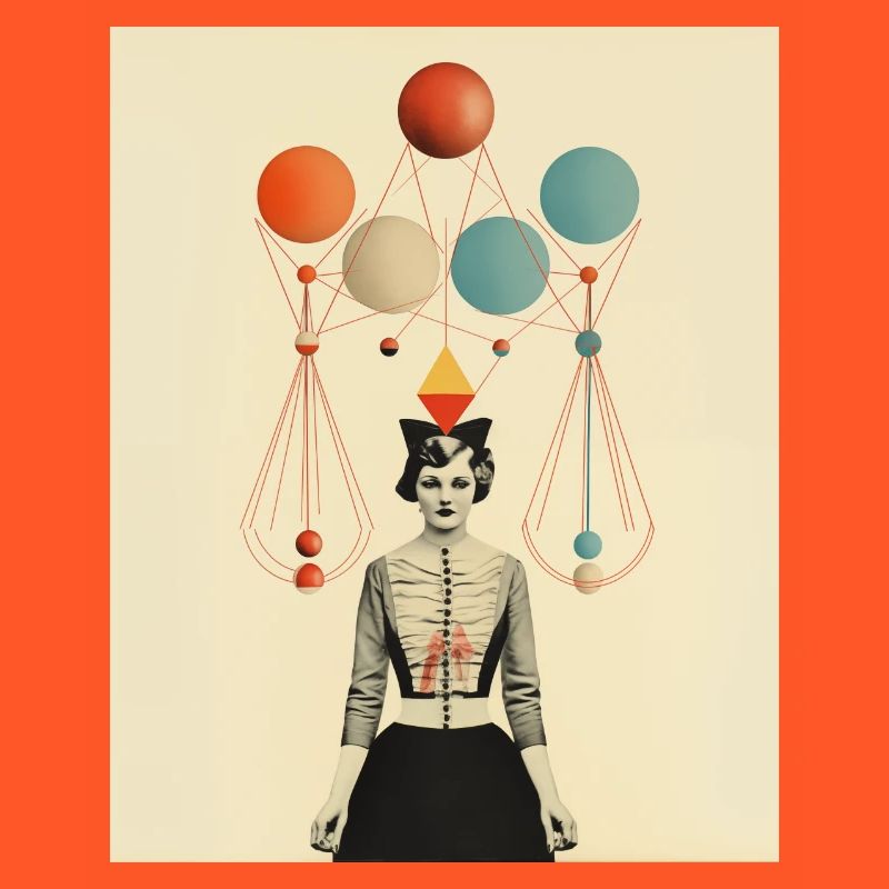 Collage de papier de dame de cirque de pensée