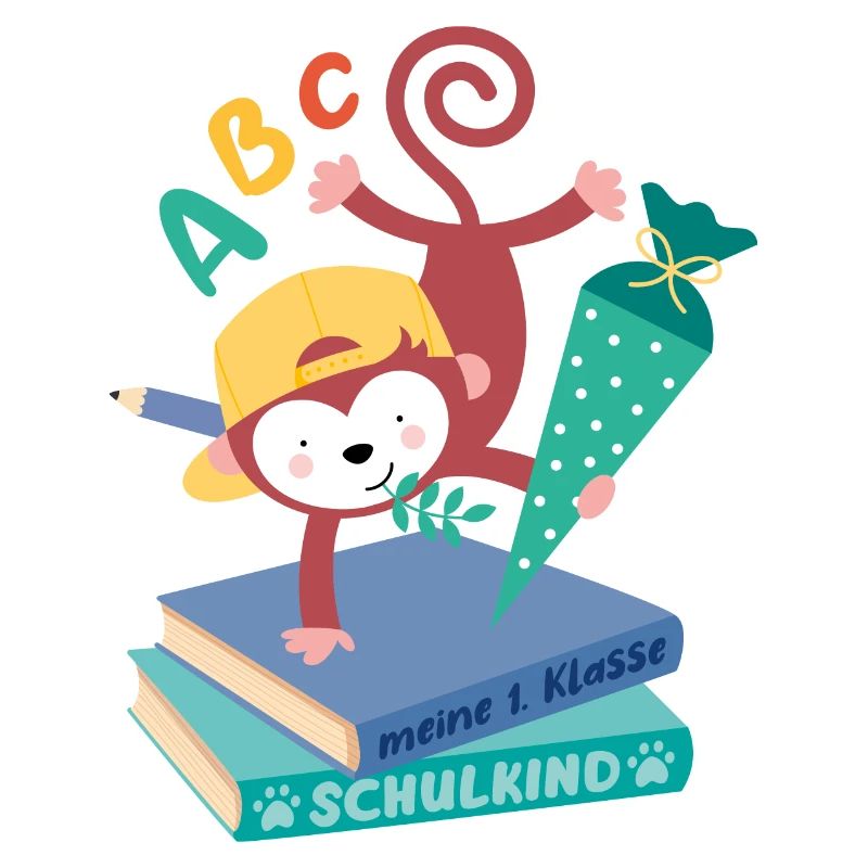 Monkey with school cone school enrollment school child
