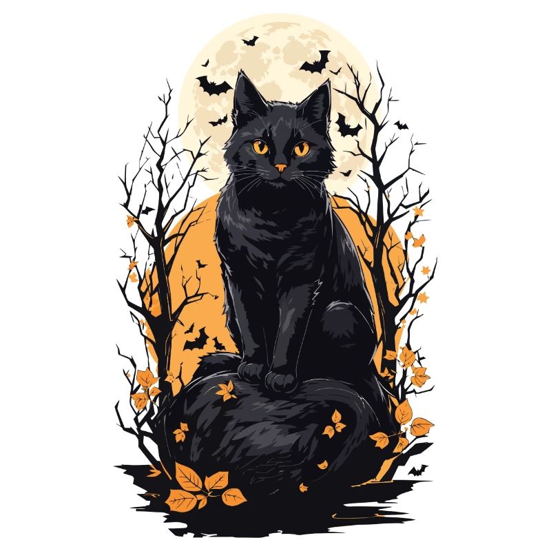 Conception esthétique de la pleine lune de chat d’Halloween
