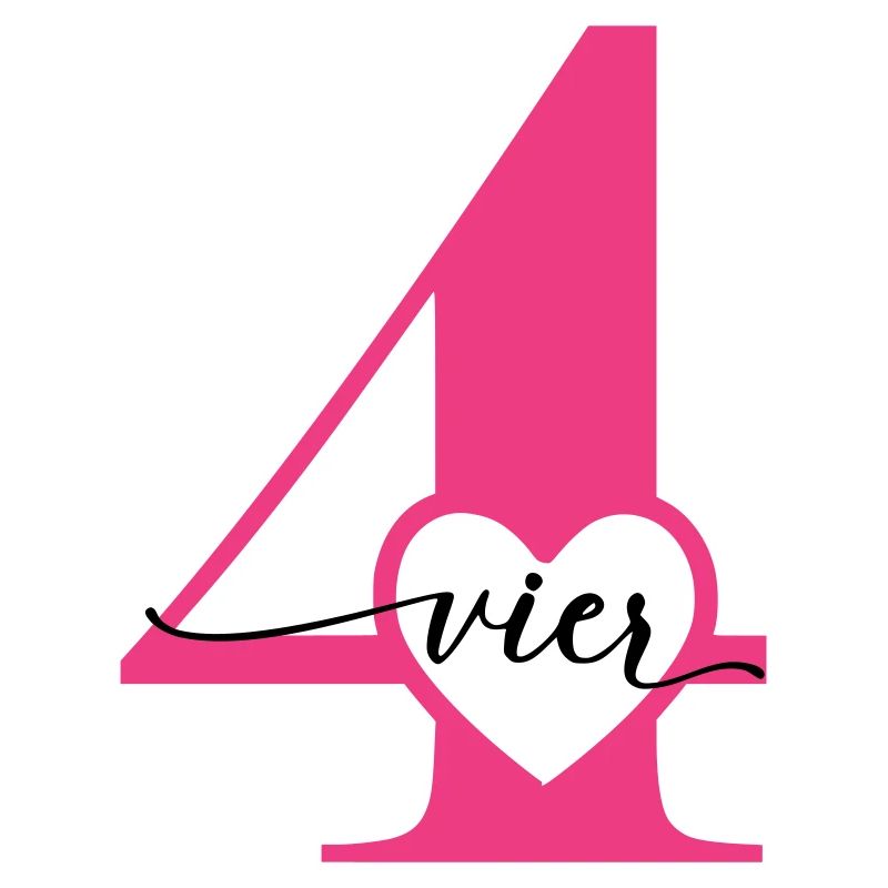 Ziffer Vier 4 mit Herz