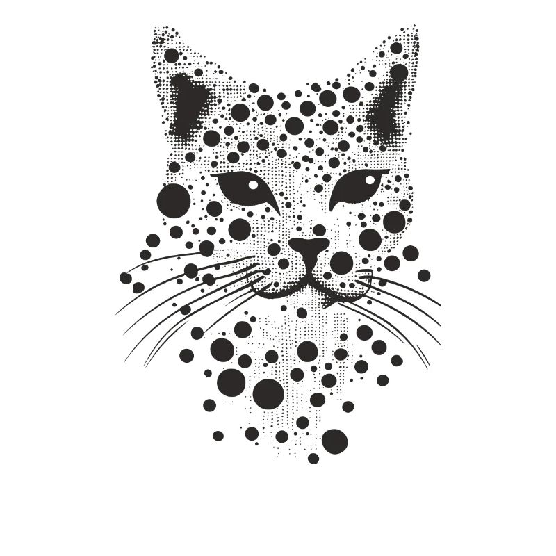 Visage de chat de chat dans la conception de points