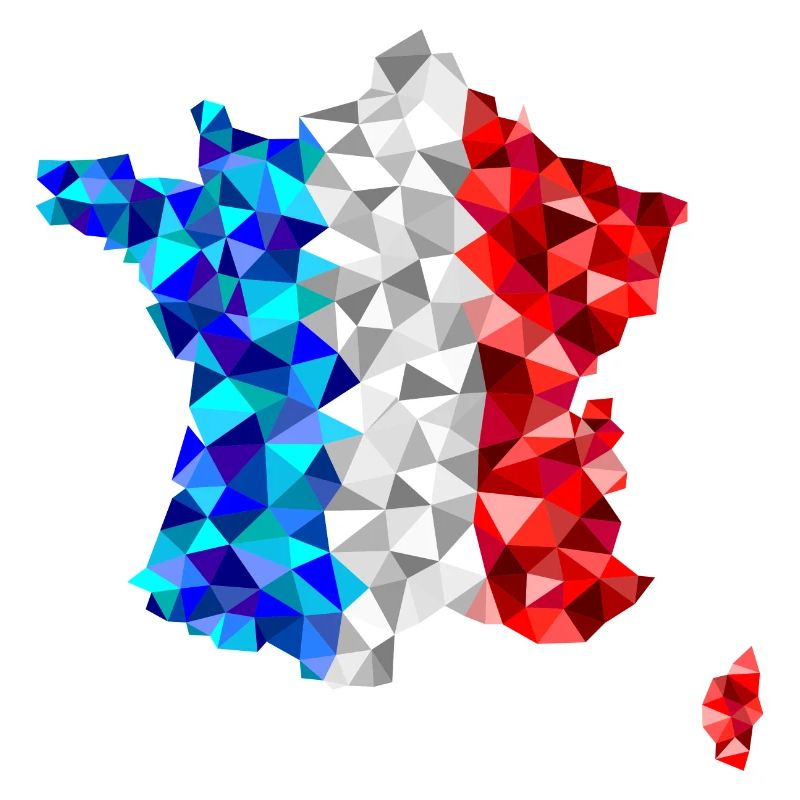 Frankreich im low poly Diamant Stil