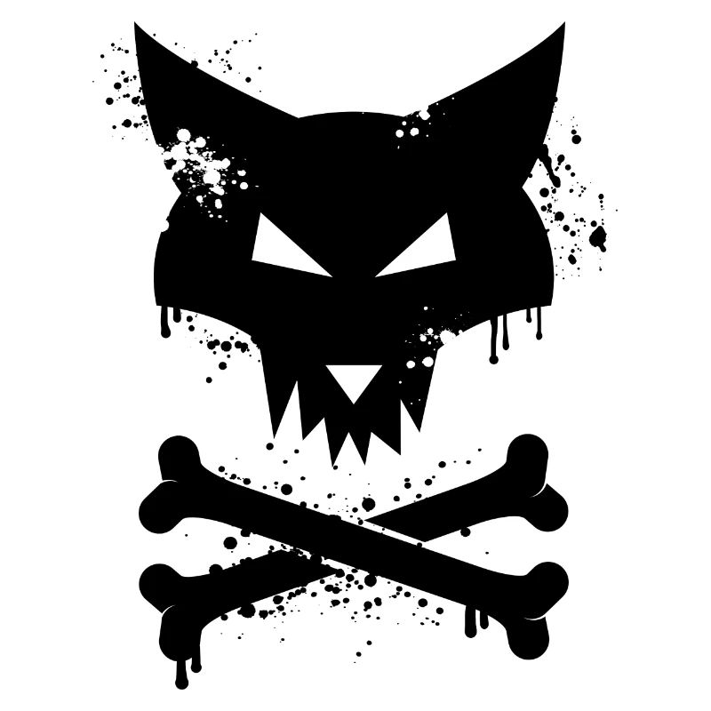 Fuchs Totenkopf Graffiti in schwarz