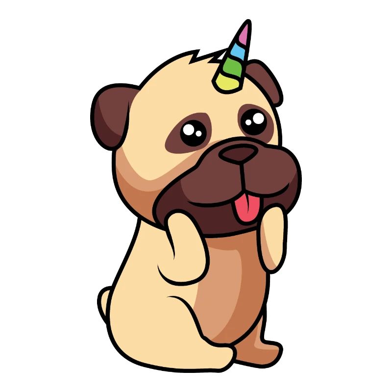 Petit chien mignon avec une licorne