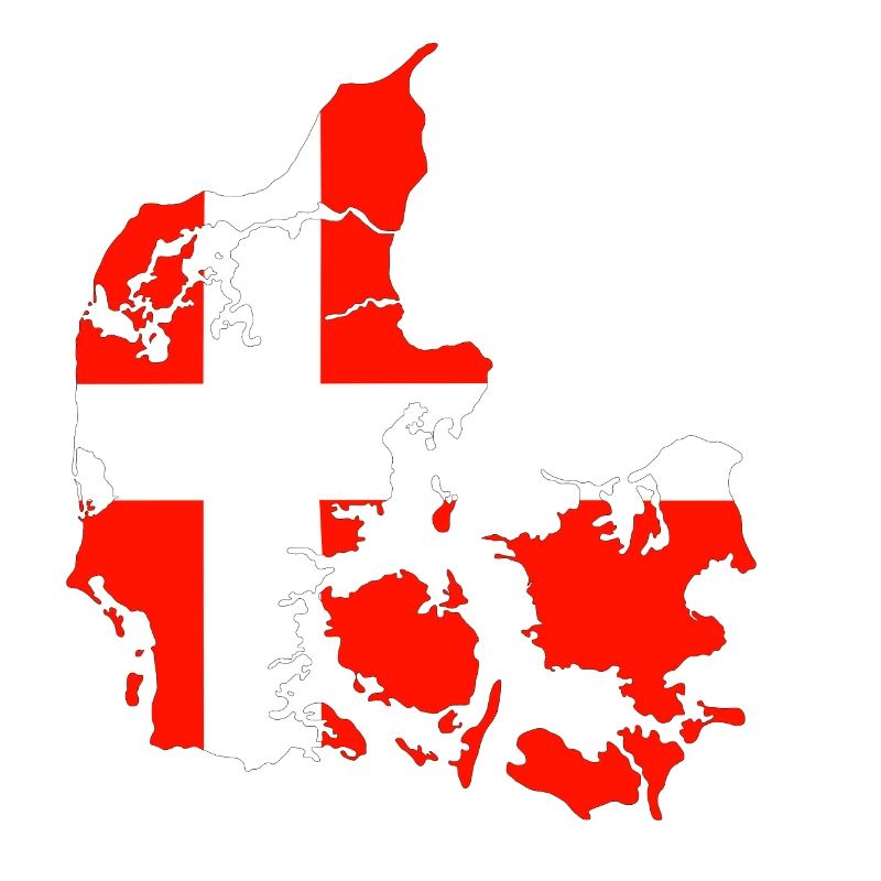 Drapeau du Danemark et carte du Danemark