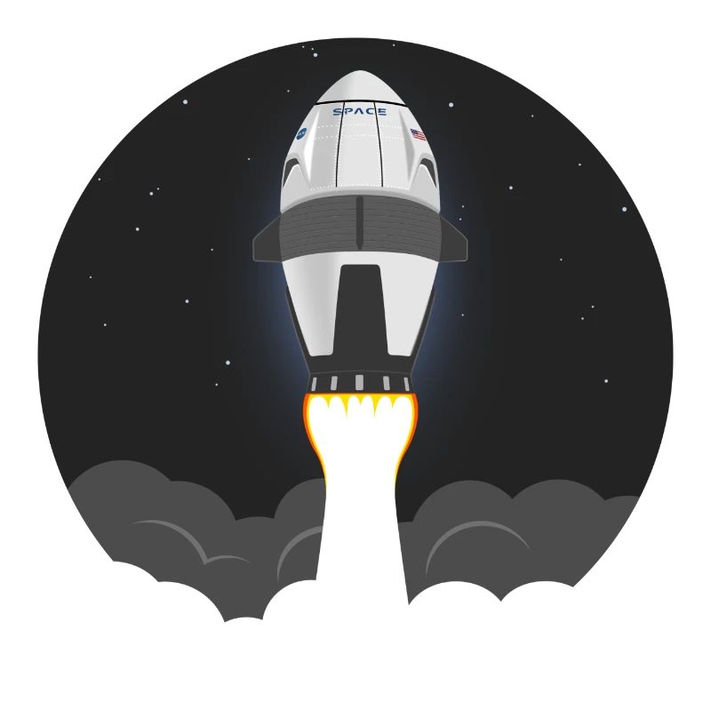 La fusée spatiale vole dans l’espace