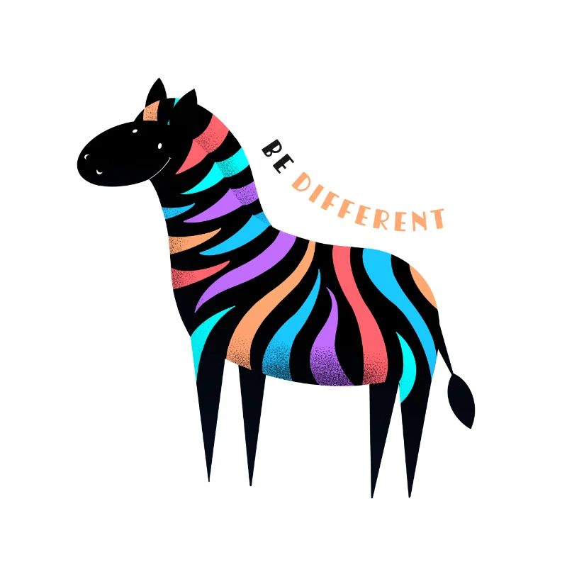 Sei anders! Süßes lächelndes buntes Zebra