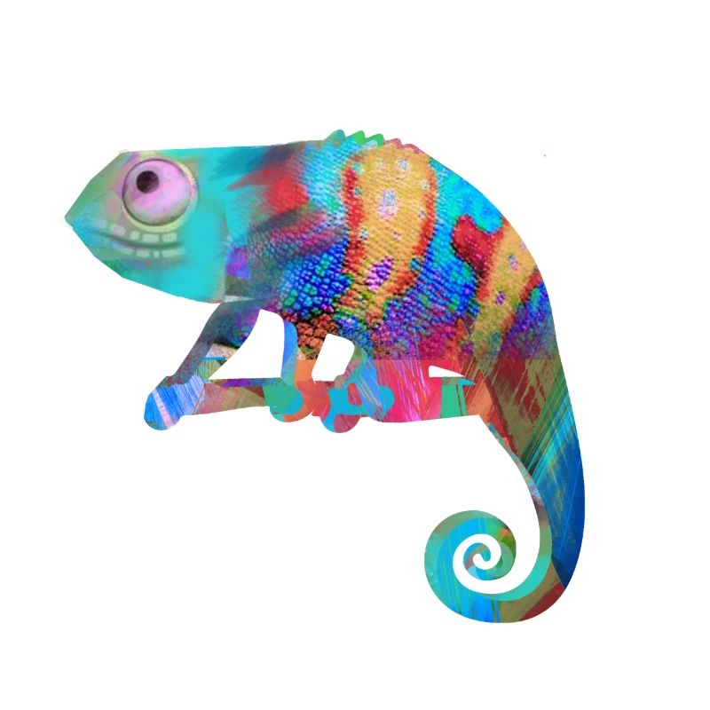 Caméléon, graffiti, camelion, coloré, illustration,