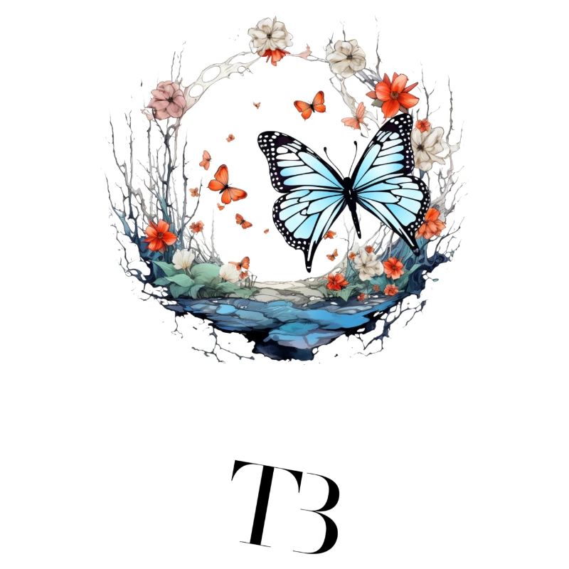 Beau design de papillon dans l’anneau de fleurs