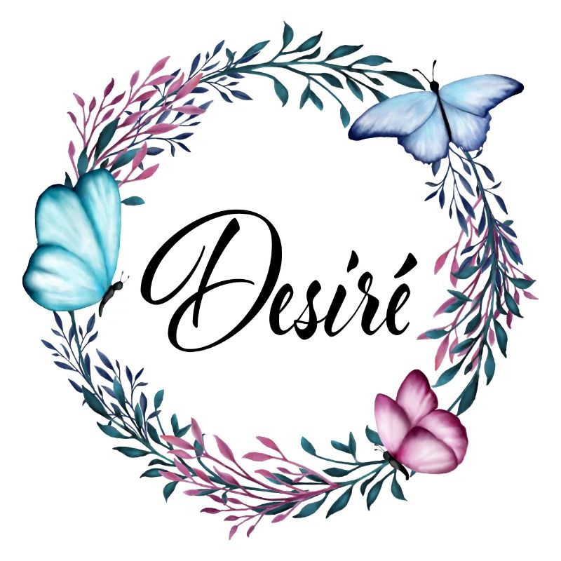 Desiré, name, lettering, flower wreath, gift