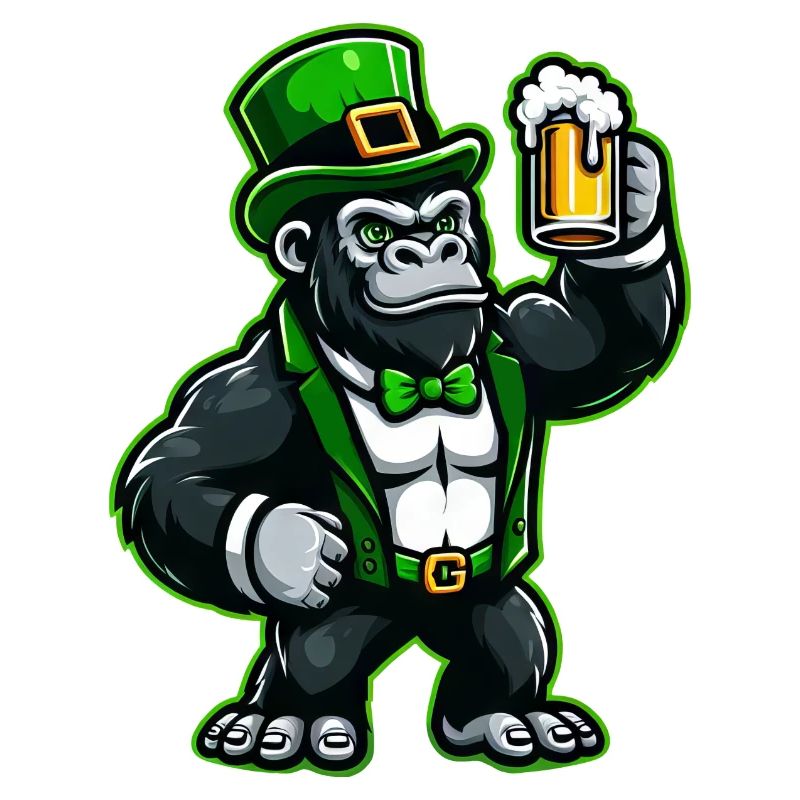 Gorille de Saint-Patrick et bière Cartoon