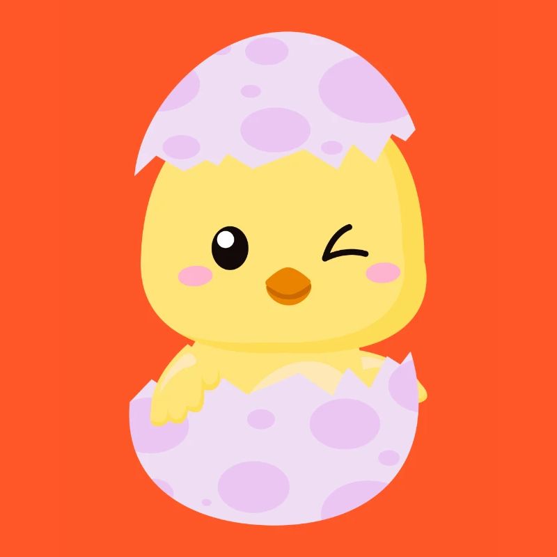 Cute little chick in an egg shell