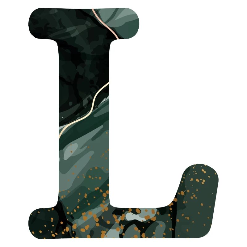 Letter l marbled green