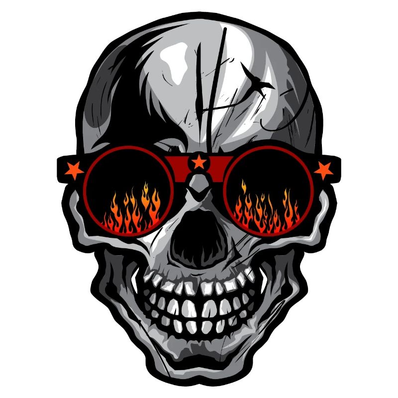 skull bezel round flame fire