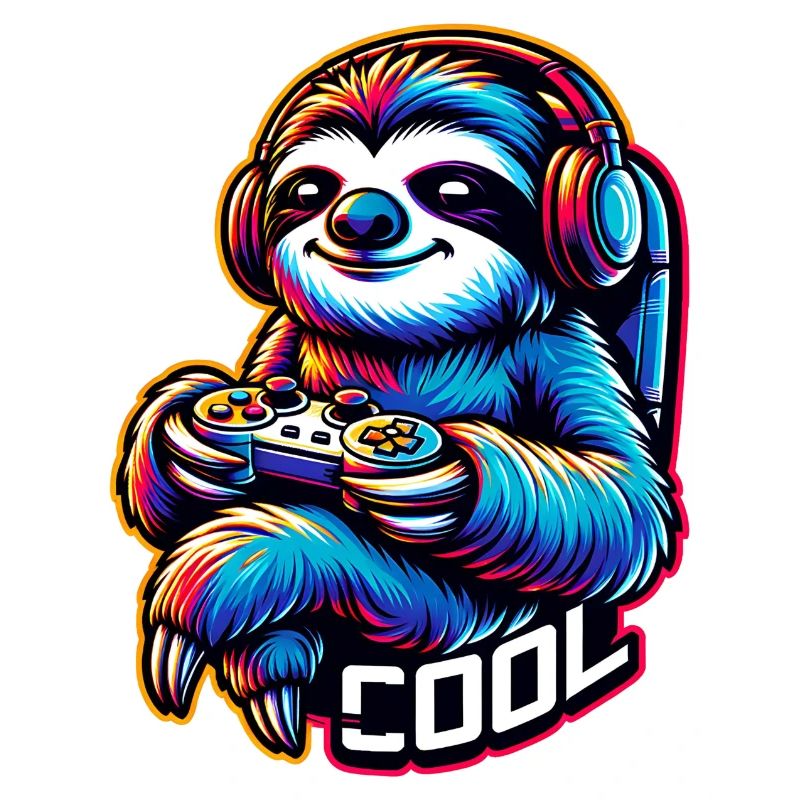 Funny Gamer Sloth with Headset Design