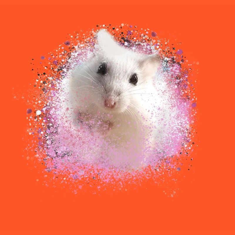 dwarf hamster,hamster,white,graffiti,painting