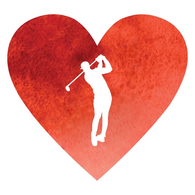 Herz mit Golfer der gerade Golf spielt