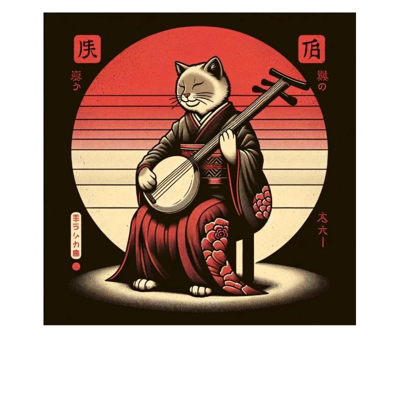 Sunset Musician Papyrus Scroll Japanese