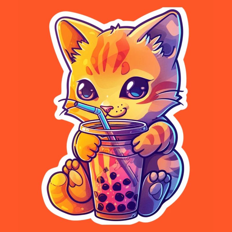 Bubble Tea Getränk Lover Kitten Drink Bande dessinée
