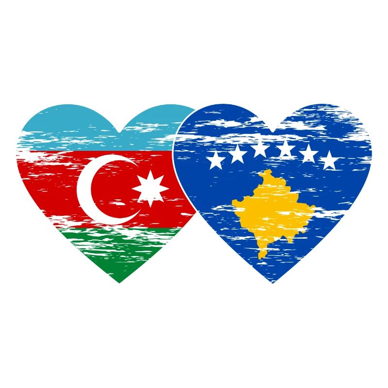 Drapeau de l’Azerbaïdjan et du Kosovo coeur utilisé